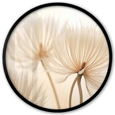 Poster in lijst Rond - Fotolijst 40x40 cm - Posters - Bloemen - Beige - Natuur - Ronde posterlijst zwart - Decoratie - Wanddecoratie woonkamer - Muurdecoratie slaapkamer