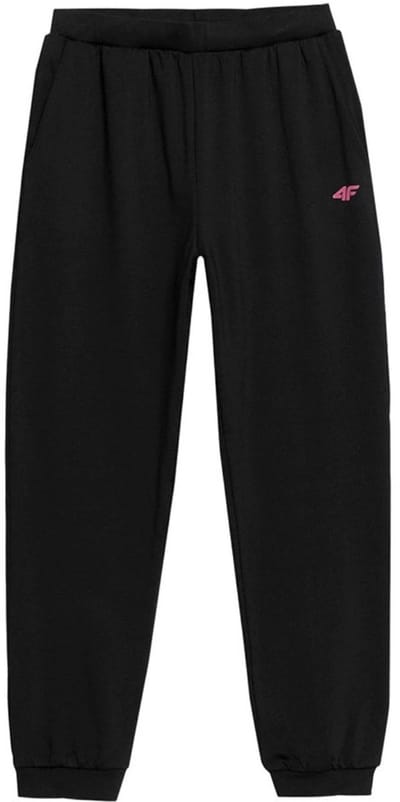 4F Meisjes Zwarte Joggingsbroek met Katoenrijk Comfort en Elastische Taille, Maat 122/128