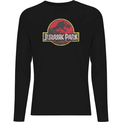 Jurassic Park Logo Vintage Men's Long Sleeve T-Shirt - Black - M