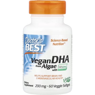 Doctor's Best, DHA végétalien à l'extrait d'algues avec Life's DHA, 200 mg, 60 gélules végétales