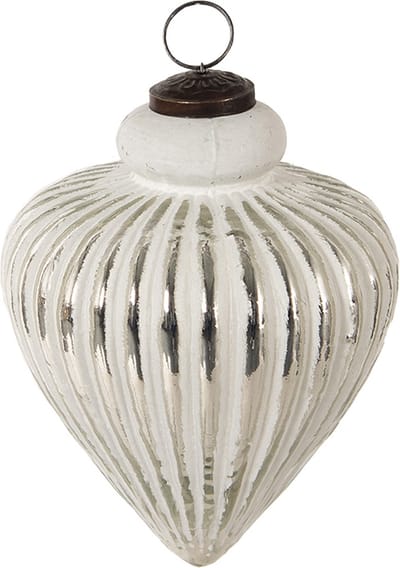 Clayre & Eef Kerstbal Overig Ø 13 cm Wit Zilverkleurig Glas Kerstballen