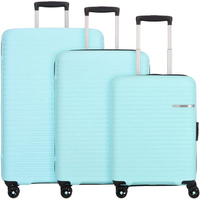 American Tourister Liftoff 4 wielen Kofferset 3-delig met uitbreidingsplooi - Harde bagage - TSA slot - summer blue