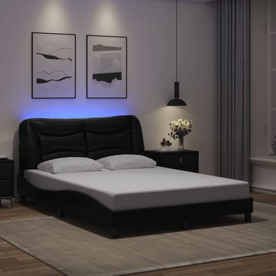 vidaXL - Bedframe - met - LED - zonder - matras - "Hvar" - zwart - 140x200 - cm