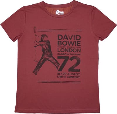 David Bowie - Rainbow Theatre Dames T-shirt - S - Rood