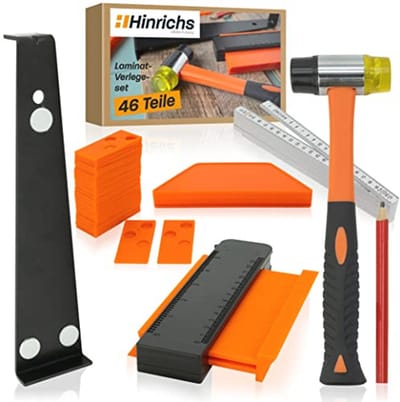 Laminaat Legset - Vloer Leggereedschap - Laminaat Plaatsen - Complete 46-delige set - 40 Wiggen - Zwart Oranje
