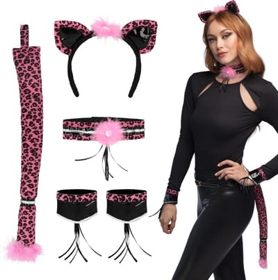 Boland - Set Cute leopard roze - Volwassenen - Vrouwen - Luipaard - Accessoireset - Sexy - Vrijgezellenfeest - Carnaval - Themafeest