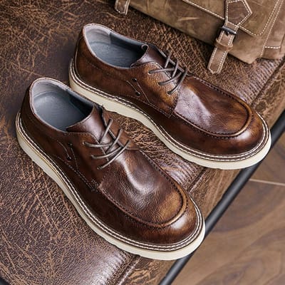 Nieuwe Alles-Match Schoenen met Grote Teen Heren Brits Stijl Lage Top Werkschoenen Heren Trendy Schoenen Zacht Leer Heren Martin Schoenen Trend 44 bruin