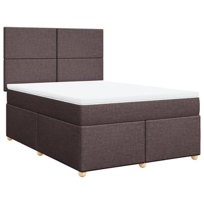 vidaXL - Boxspring - met - matras - stof - donkerbruin - 140x200 - cm