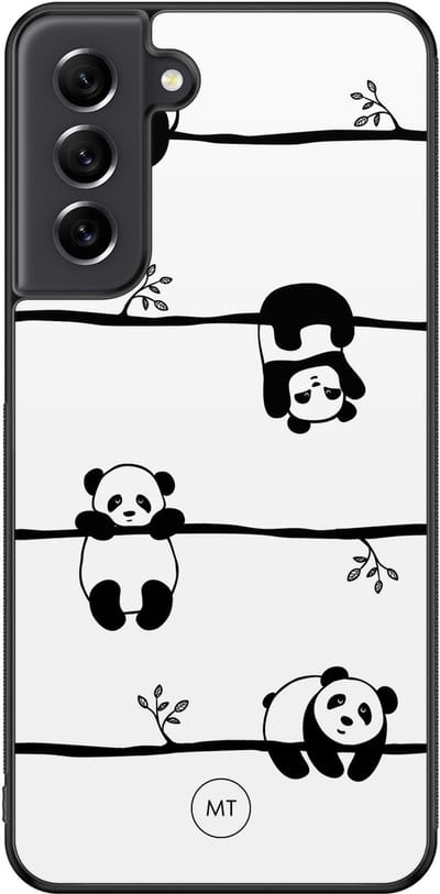 Hoesje geschikt voor Samsung Galaxy S21 FE - Panda - TPU Hard Case Backcover - Zwart, Wit - Mooie Telefoonhoesjes