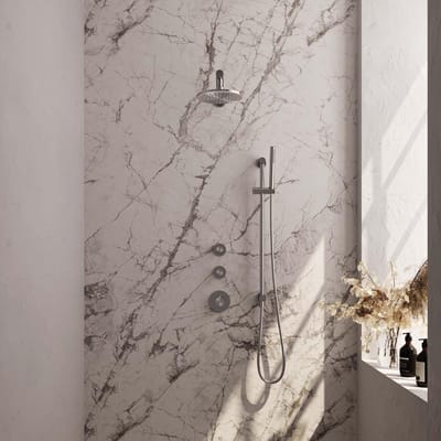 Brauer Brushed Carving Thermostatische Regendoucheset Inbouw - Hoofddouche 20 cm - Rechte Wandarm - Handdouche Staaf - Doucheslang - Geintegreerde Glijstang - Rvs