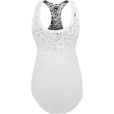 Urban Classics - Long Leo Tanktop - Luipaard print - XS - Wit/Zwart