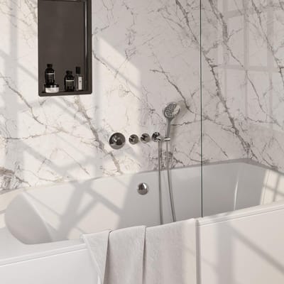 Brauer Chrome Carving Thermostatische Inbouw Badkraan Badvulcombinatie - 3 stand - Doucheslang - Wandaansluitbocht - Handdouche - Chroom