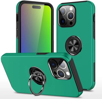 Telefoonhoesje Met Vingerring & Magneet voor Telefoohouders - Hoesje Geschikt voor: iPhone 16 Pro - Groen