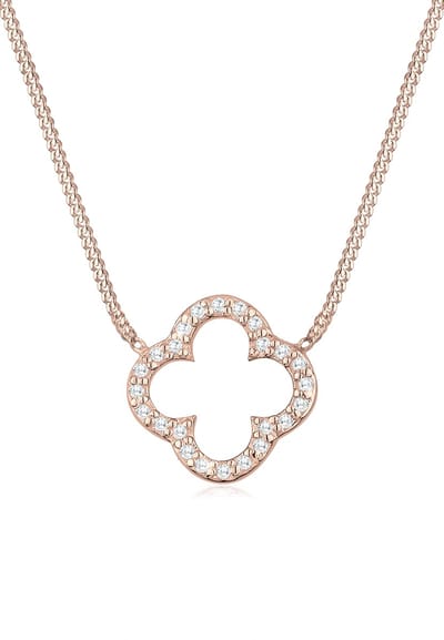 Elli - Halsketting - Dames Klaverblad Hanger Elegant Geluk met zirkonia kristallen in 925 sterling zilver - Dames