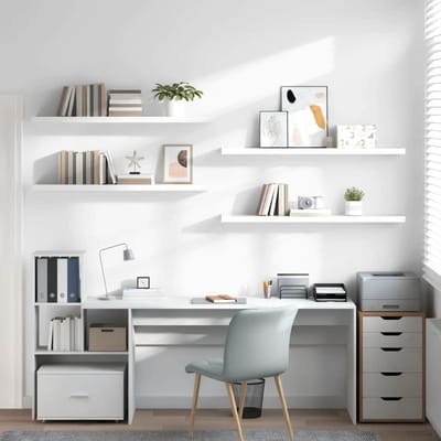 vidaXL - Wandschappen - zwevend - 4 - st - 120x23,5x3,8 - cm - MDF - hoogglans - wit