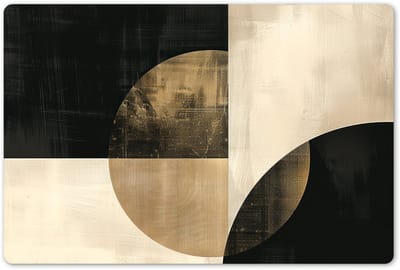 Placemats 45x30 cm - Placemat kunststof - 1 stuk - Abstract - Geometrische vormen - Zwart - Goud - Borden onderleggers - Decoratie voor op tafel - Keuken tafeldecoratie accessoires - Vinyl onderlegger - Tafelversiering