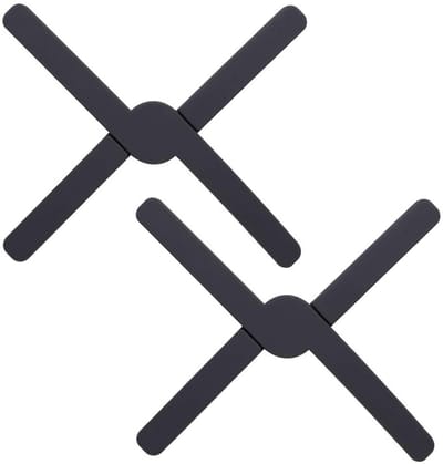 TOVBMUP Pannenonderzetter - Pannenrooster - Pan onderzetter - Opvouwbare Siliconen pannenonderzetter - Opvouwbaar - Zwart - 2 stuks