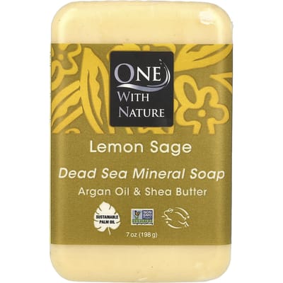 One with Nature, Triple Milled Mineral Soap Bar, Lemon Sage, 7 oz (200 g)