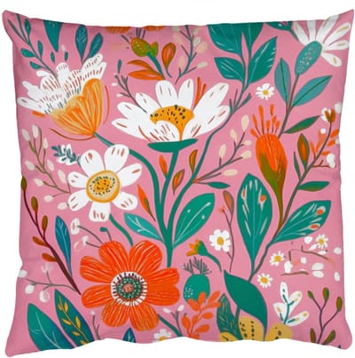 Sierkussens - Kussentjes Woonkamer - 50x50 cm - Roze - Bloemen - Wit - Oranje
