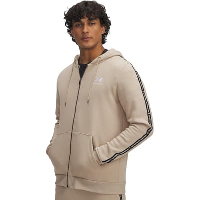 Under Armour Heren-hoodie met fleece-versterkte mouwen en doorlopende ritssluiting (Khaki)