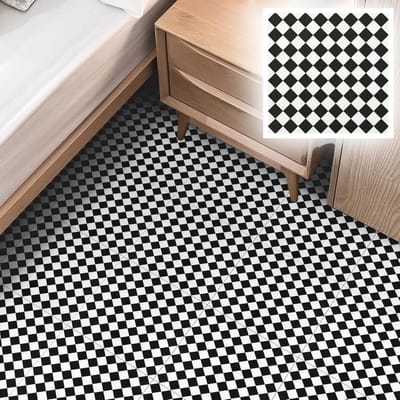 Zelfklevende Vloertegels - Waterdichte Vinylvloeren met Zwart-Wit Geruit Effect voor Badkamer, Keuken en Slaapkamer - 30 x 30 cm (18 Stuks)