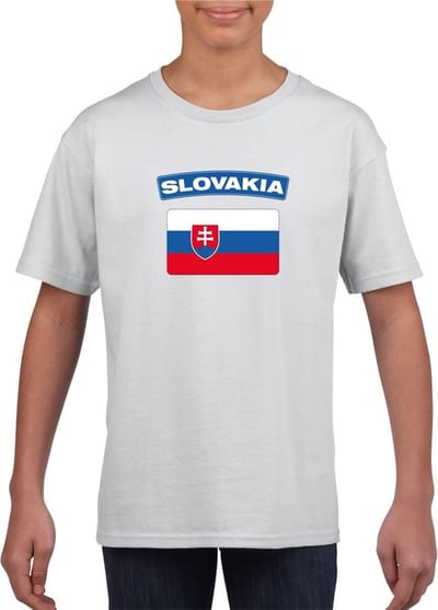 Slowakije t-shirt met Slowaakse vlag wit kinderen 110/116