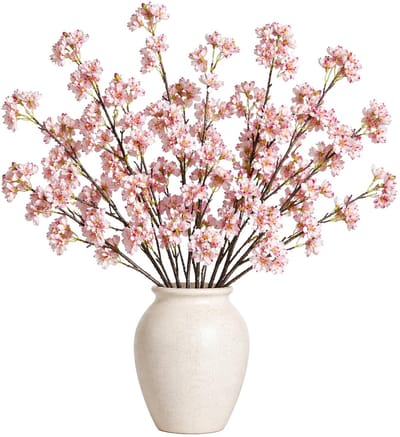 Mica Decorations Kunstbloem Bloesem Floral - 8x - H106 cm - lichtroze - kunststof - stelen kunstbloemen - boeket - bloemetjes