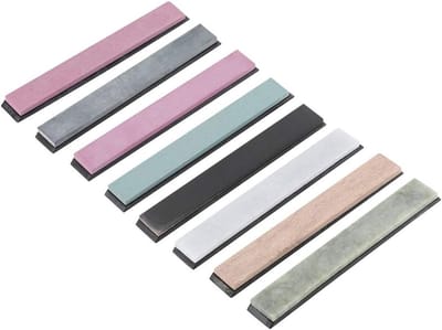 Dailygoods- Slijpsteenset 8 Stuks - Korrelgrootte 240/400/800/1000/3000/5000/8000 - Hoogwaardige Steen - Draagbaar - Voor Slijpen van Keukenmessen - Afmetingen 15 x 2 x 0,5 cm - Slijpstenen