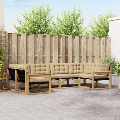 vidaXL - Buiten - bank - set - 6 - st - Wit - en - Beige