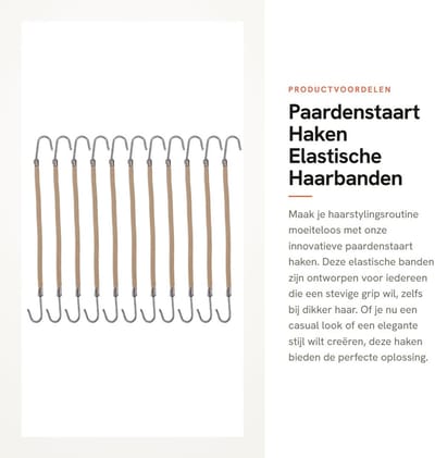 Dailygoods- Paardenstaart Haken - 20 Stuks - Elastische Banden - Haar Styling - Hoofdband - Bungee Elastieken - Kleur: Abrikoos - Haarelastiek