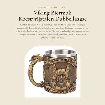 Dailygoods- Biermok Roestvrij Staal - Dubbellaagse Drinkbeker - Retrodesign - Grote Capaciteit - Handbeschilderd - Ideaal voor Feestdecoratie