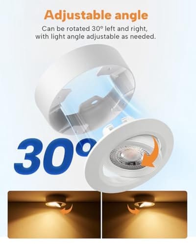 Set van 6 dimbare opbouwspots met 3 kleurtemperaturen, 550 lumen, warmwit, neutraal wit en koudwit