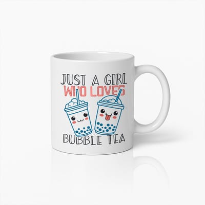 Bubble Tea Mok 330ml – Just a Girl Who Loves Boba – Schattig Cadeau voor Bubble Tea Liefhebbers & Vrienden