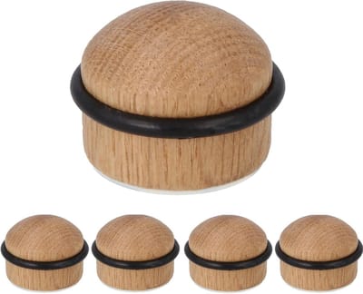 Deurstoppers Set - Vloerbuffers - Muren Beschermen - Massief Hout Design - 5 Stuks - Eiken
