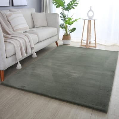 Pouffy Fluffy - Hoogpolig Vloerkleed - Uni Kleur -Groen - Woonkamer Tapijt - Katoenen Rug- 240x340 CM