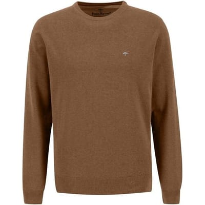 Fynch-Hatton Trui O-Neck Cotton Walnut Brown / male
