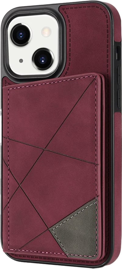 Hoesje geschikt voor iPhone 16e - Backcover - Pasjeshouder - Portemonnee - Camerabescherming - Stijlvol patroon - TPU - Bordeaux Rood