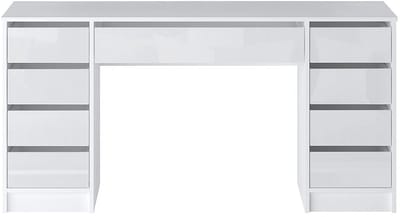 Vente-unique Bureau met 9 lades - Hoogglans wit - JENEMI