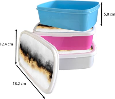 Broodtrommel Roze - Lunchbox Goud - Chic - Abstract - Zwart - Wit - Luxe - Brooddoos 18x12x6 cm - Brood lunch box - Broodtrommels voor kinderen en volwassenen