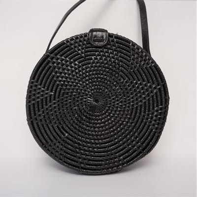 black Bali Rattan Bags zwarte ronde rieten bali tas