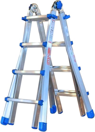 Telescoopladder - Uitschuifbare ladder - Klussen en onderhoud - Compact en stevig - 17.91 inch hoogte - Zilver/zwart