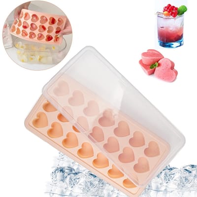 Dailygoods - Hart Ijsblokjesvorm Klein - 21-Cavity Siliconenvorm Met Deksel, Bpa-Vrij, Food-Grade Siliconen Voor Chocolade, Bier en Whisky