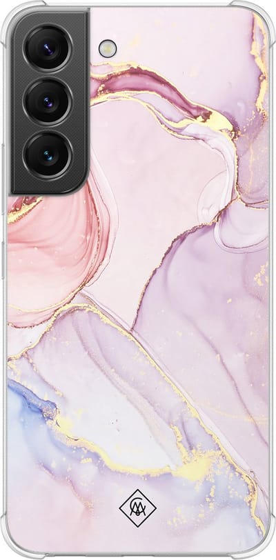 Casimoda® hoesje - Geschikt voor Samsung Galaxy S22 - Marmer roze paars - Shockproof case - Extra sterk - TPU/polycarbonaat - Paars, Transparant