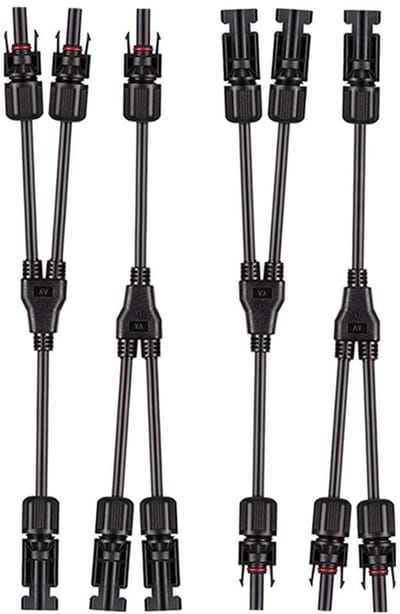 Allecto - Zonnepaneel Kabel Connector - Y Aftakconnector - Verzilverd Koper - Zwart - Fotovoltaïsche Connector - Geschikt voor zonnepanelen - Zwart