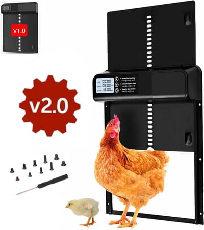 UniEgg® Metalen Kippenluik Automatisch 2.0 op batterij - Professioneel extra stevig en betrouwbaar 2e generatie - Automatische Kippendeur - Chickenguard - Timerfunctie - Zwart - Geschikt voor honden, katten, knaagdieren en kippen | Waterdicht