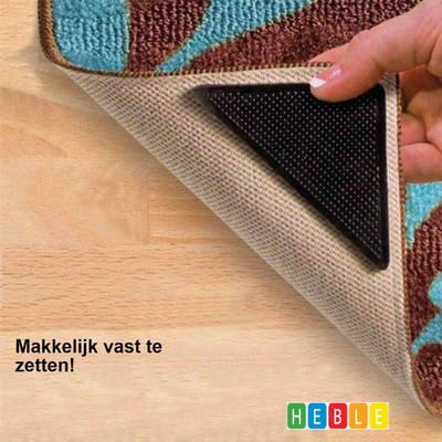 *** 8 stuks Anti-slip Sticker Tapijt Tape Dubbelzijdig - Dubbelzijdige Vloerkleed Kleefband - Verwijderbaar Gripstickers voor op Douchemat & Vloerkleed - Herbruikbaar - Voorkomt Uitglijden van Heble®