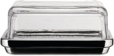 Alessi ES03 Es03-Design Butter Dish with Lid Glass, Mirror Polished, Steel