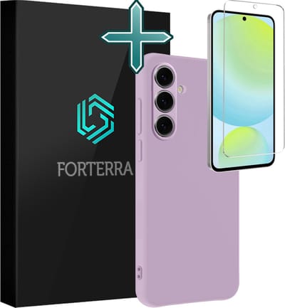 Hoesje Met Screenprotector - Geschikt voor Samsung Galaxy S24 FE - Sterk & Shockproof - Telefoon Hoes - Back Cover - Siliconen Case - Lila