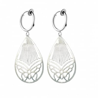 Klem oorbellen- vlinder- zilverkleur-geen gaatje-Charme Bijoux