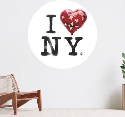 Muurcirkel zelfklevend behang - Banksy - I Love NY - Wanddecoratie - 080cm behangcirkel - Ronde sticker voor aan de muur - Behangsticker verkrijgbaar in verschillende formaten